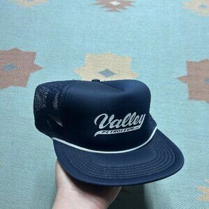 Vintage trucker hat mesh cap valley petroleum oil blue Michigan spell out snap